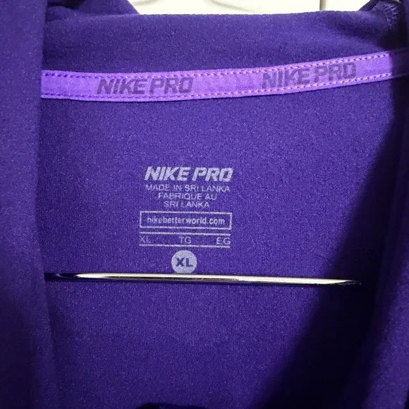 Nike Pro Dri FIT Kids Purple Long Sleeve Hoodie Athletic Top XL - Picture 4 of 10